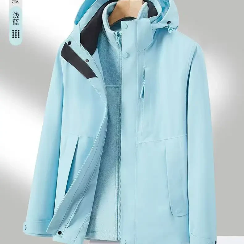 三合一奥粒绒冲锋衣男女防风防寒冬季户外登山服外套