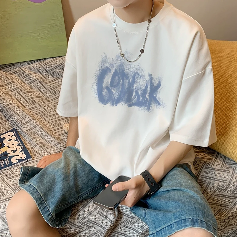 已注册/夏季白色舒适印花半袖短袖T恤男体恤打底衫DT8031/