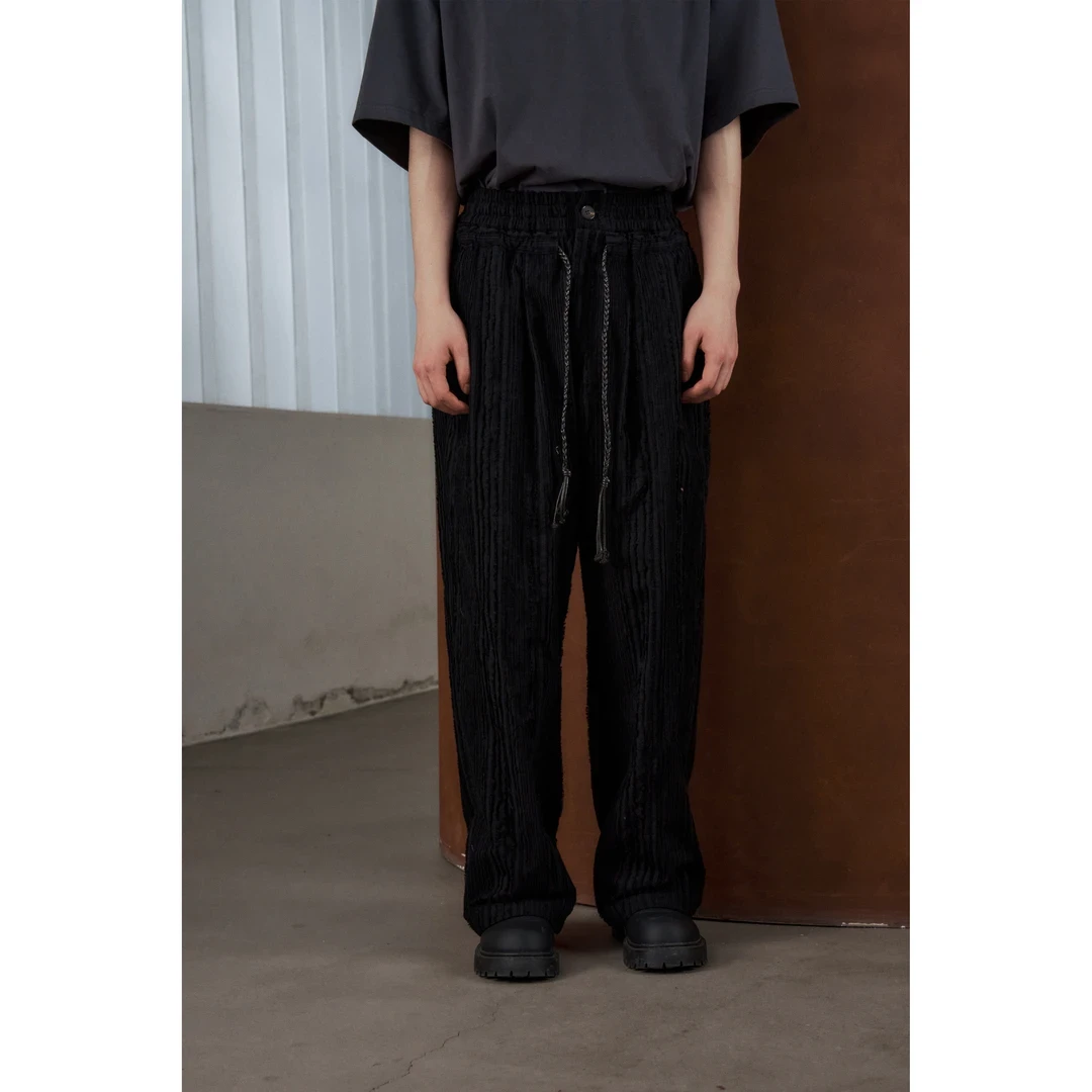 5TM丨Forge“褶皱生”反绒缎面中高腰宽松垂感百搭复古纽扣休闲裤