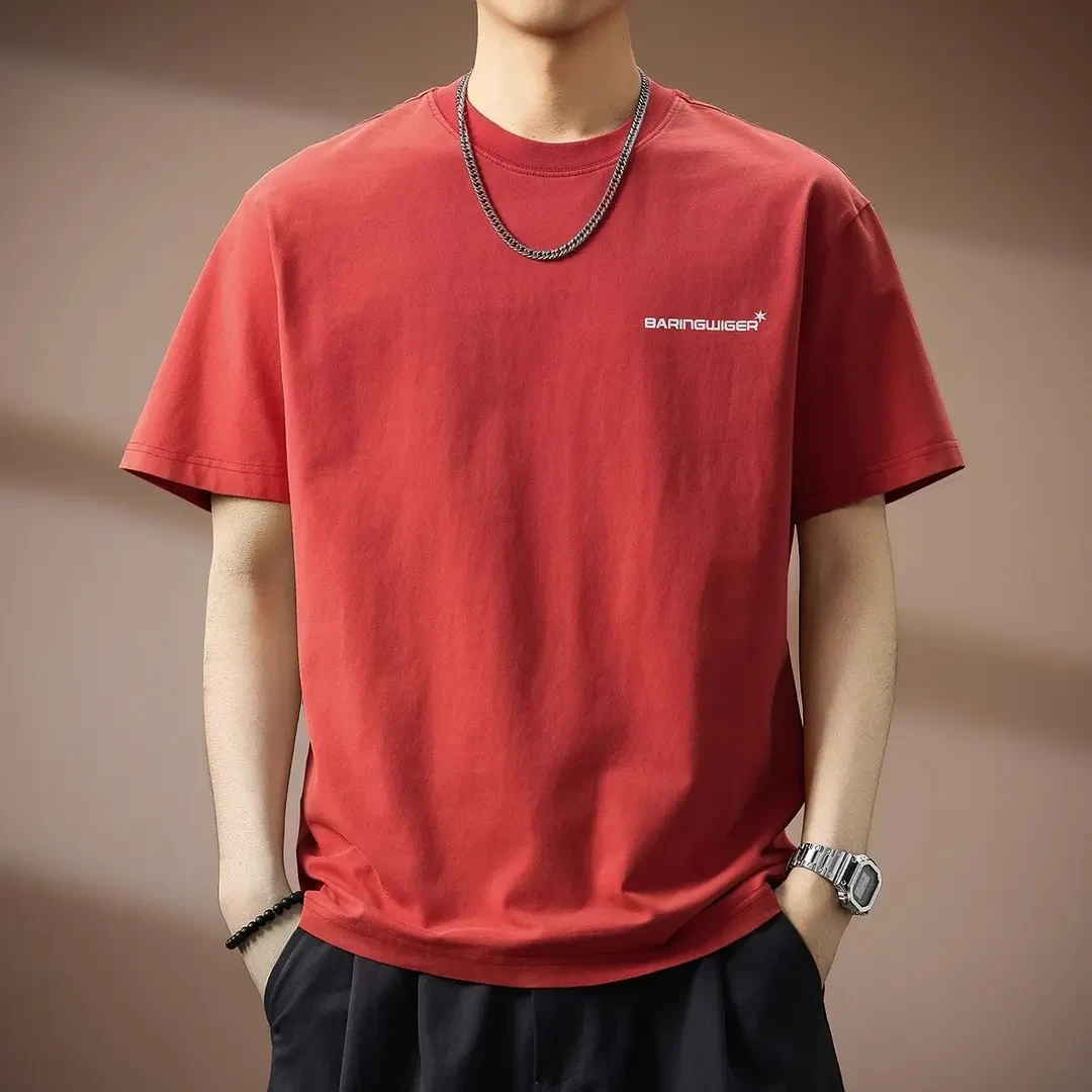 Cebrodz美式潮字母印花短袖T恤男士2025夏新款高端纯棉