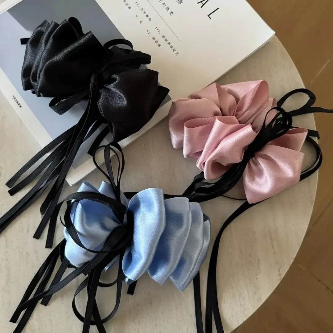 微醺心动自制缎面云朵香蕉夹织带点缀少女感高马尾发夹