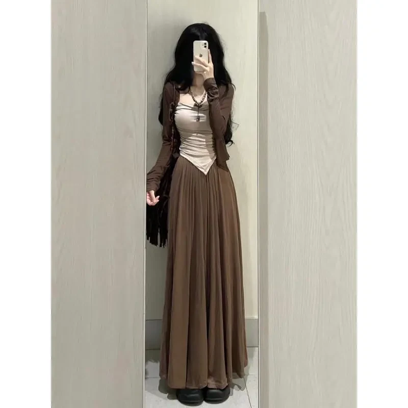 秋冬【三件套】小个子气质针织开衫时尚套装显瘦清冷系禅意衣服女