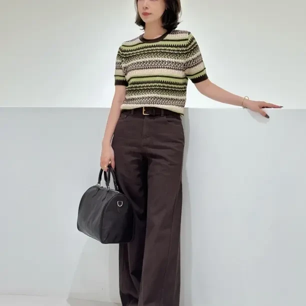 冬季新款时尚休闲高腰直筒阔腿裤