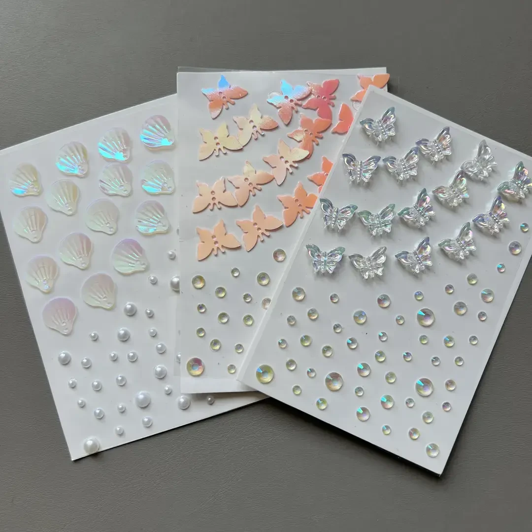 新款幻彩极光蝴蝶宝石水晶钻石贴女孩装扮闪亮立体脸部装饰彩色