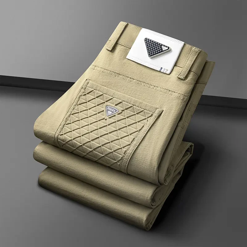 【品质男装】夏季轻薄款简约休闲裤高弹男士高档裤子修身商务大码