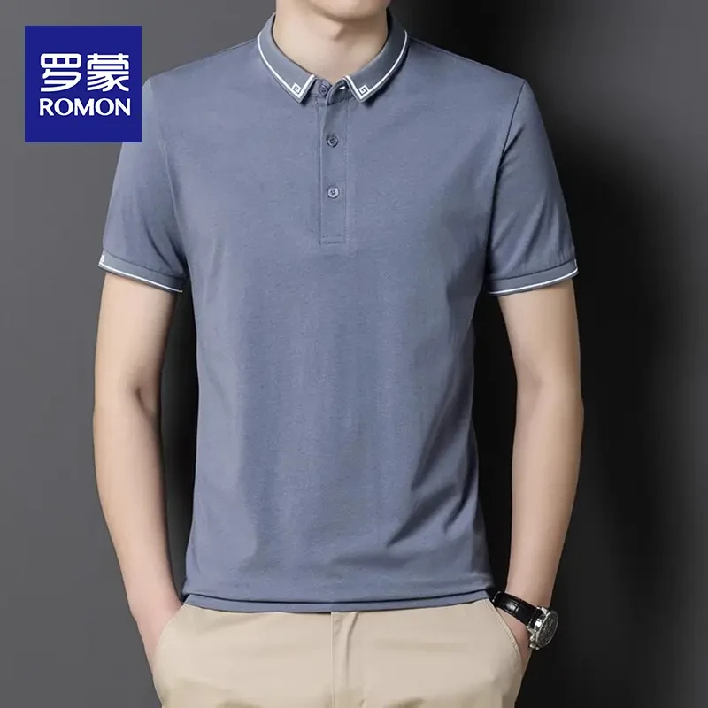 罗蒙夏季polo衫男短袖男士潮流时尚商务男装翻领T恤2025新款上衣
