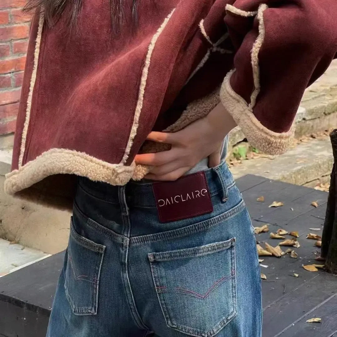 【993】代96  加植绒四面弹窄版直筒牛仔拖地裤~