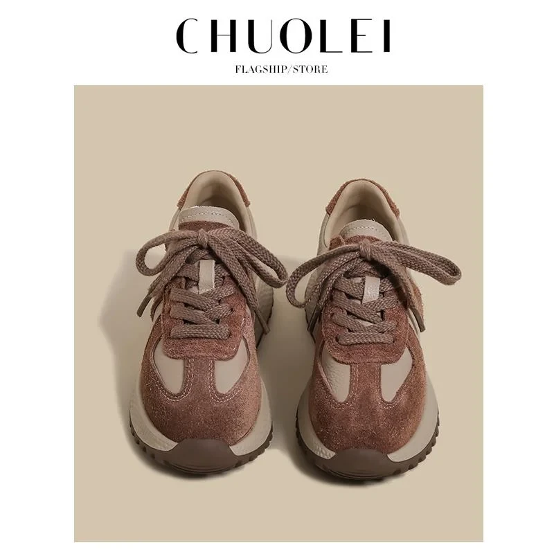 正品复古阿甘鞋女2025秋冬季新款厚底增高小众t头德训运动老爹鞋