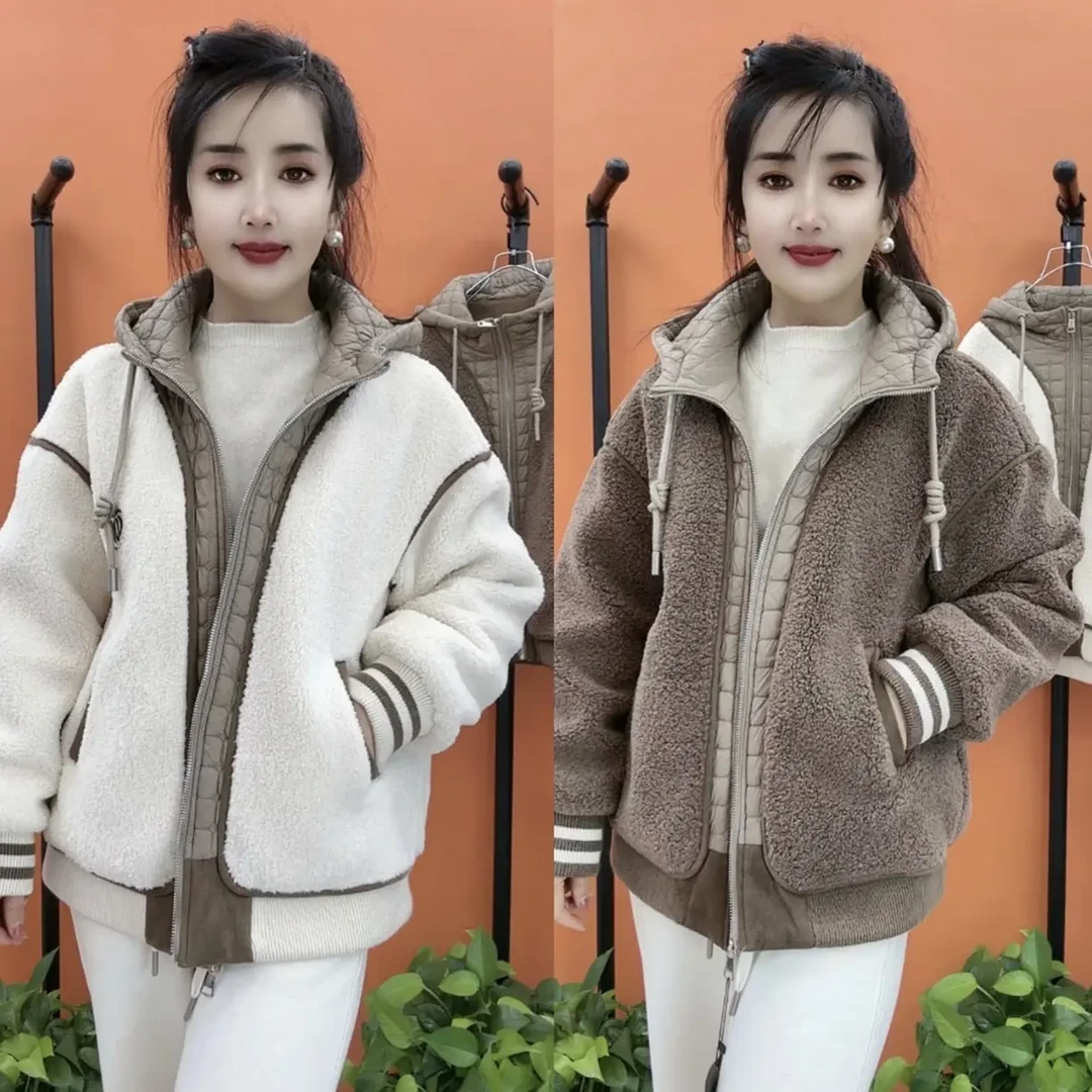 新款颗粒绒加棉加厚外套