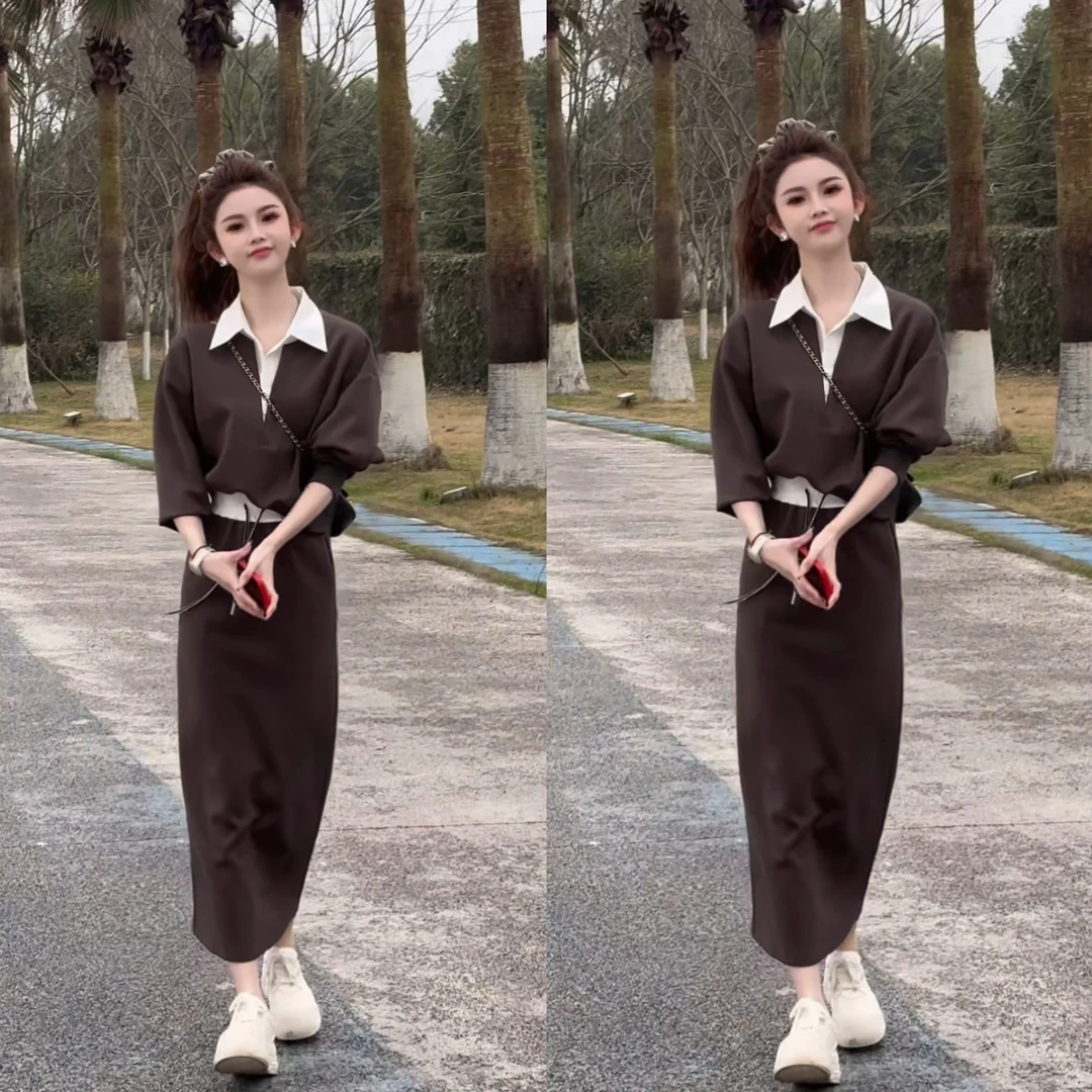 韩版休闲套装女2025春夏新款时尚减龄气质百搭上衣半身裙两件套