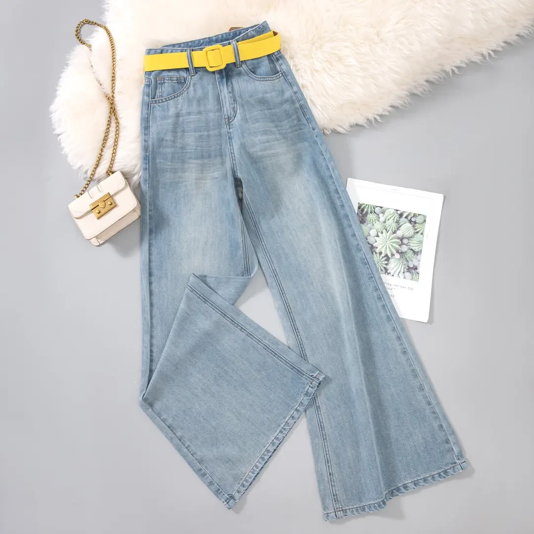 大码天丝牛仔裤女2025夏季薄款小个子高弹微辣裤莱赛尔宽松牛仔裤