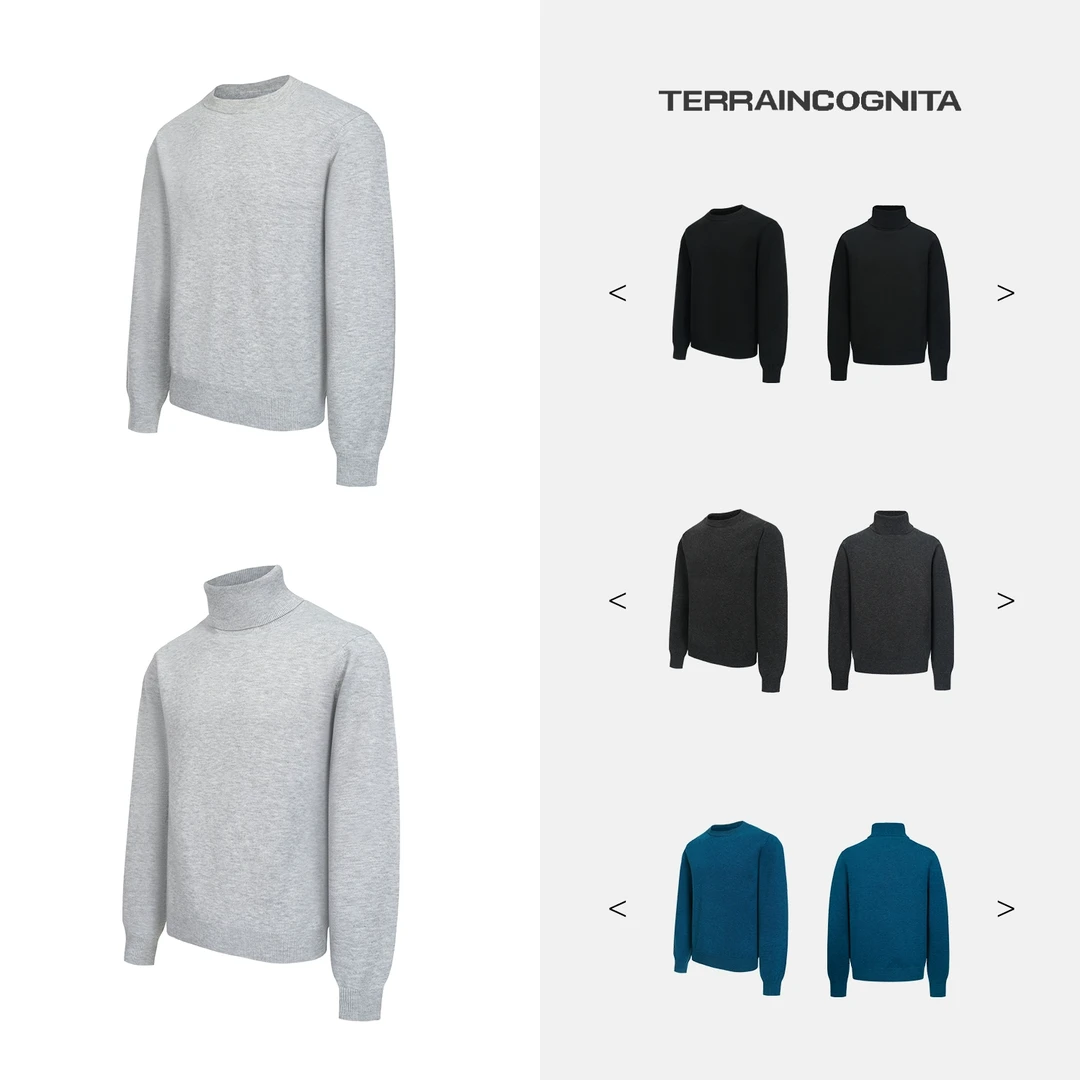 TERRAINCOGNITA四色羊毛混纺毛衣针织保暖打底圆高领通勤百搭日常