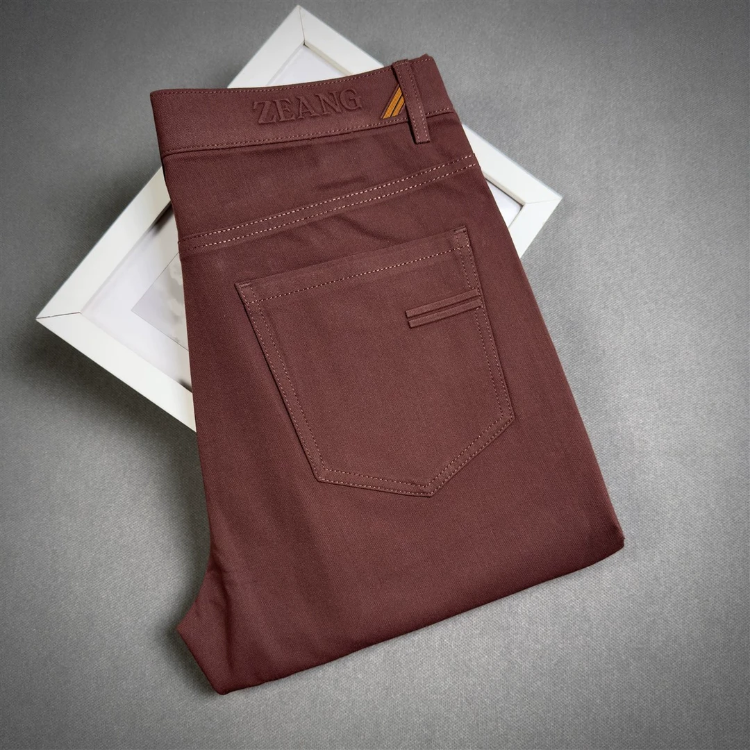 男士春夏薄款焦糖色时尚简约微垂锥版修身小直筒休闲裤长裤GL6130