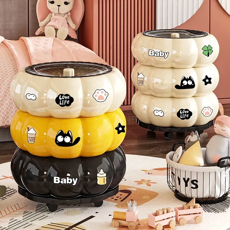 南瓜垃圾桶家用新款客厅卡通高档滑轮垃圾篓卧室厨房卫生间纸篓