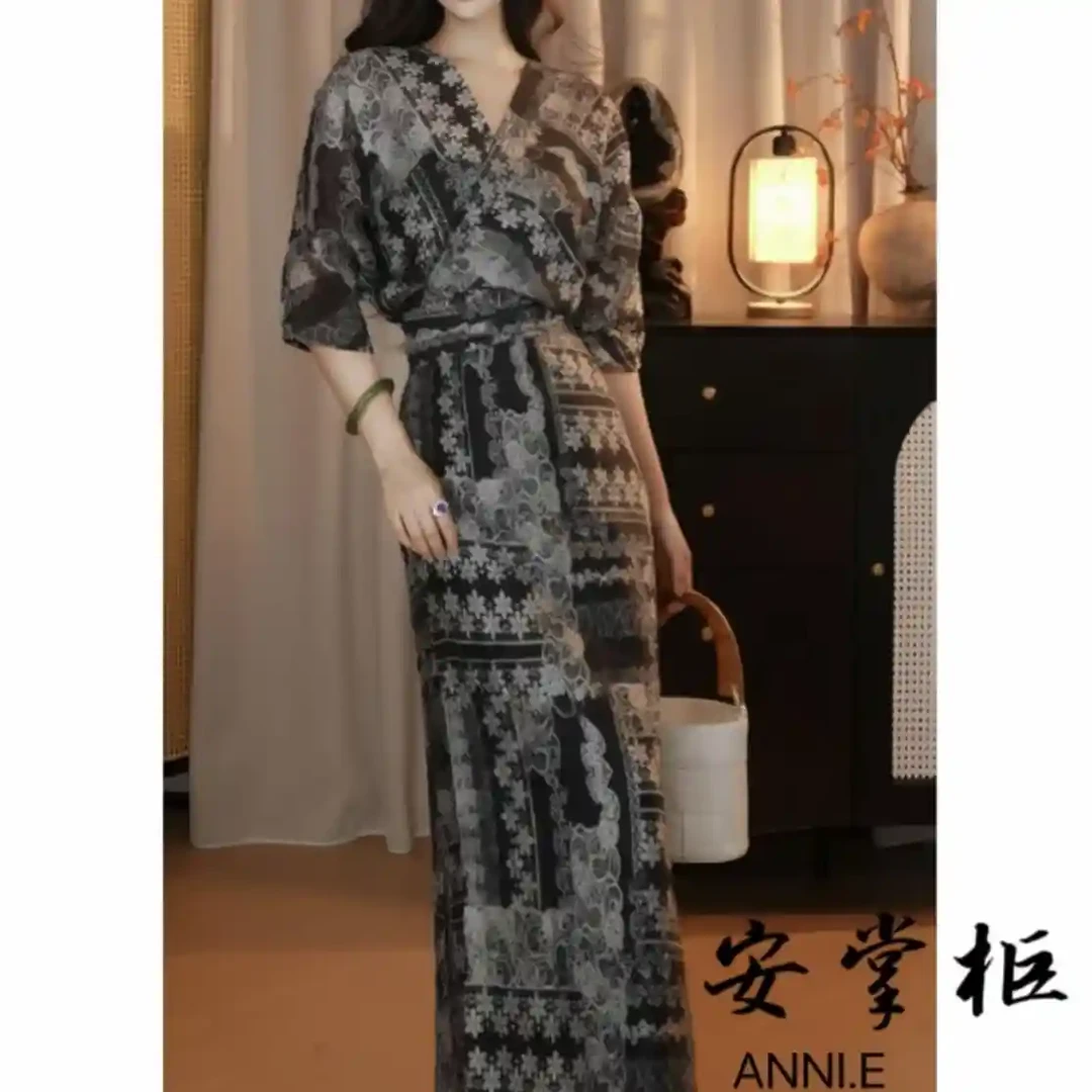 安掌柜 新中式女国风高端精致古风连衣裙 FGH1035