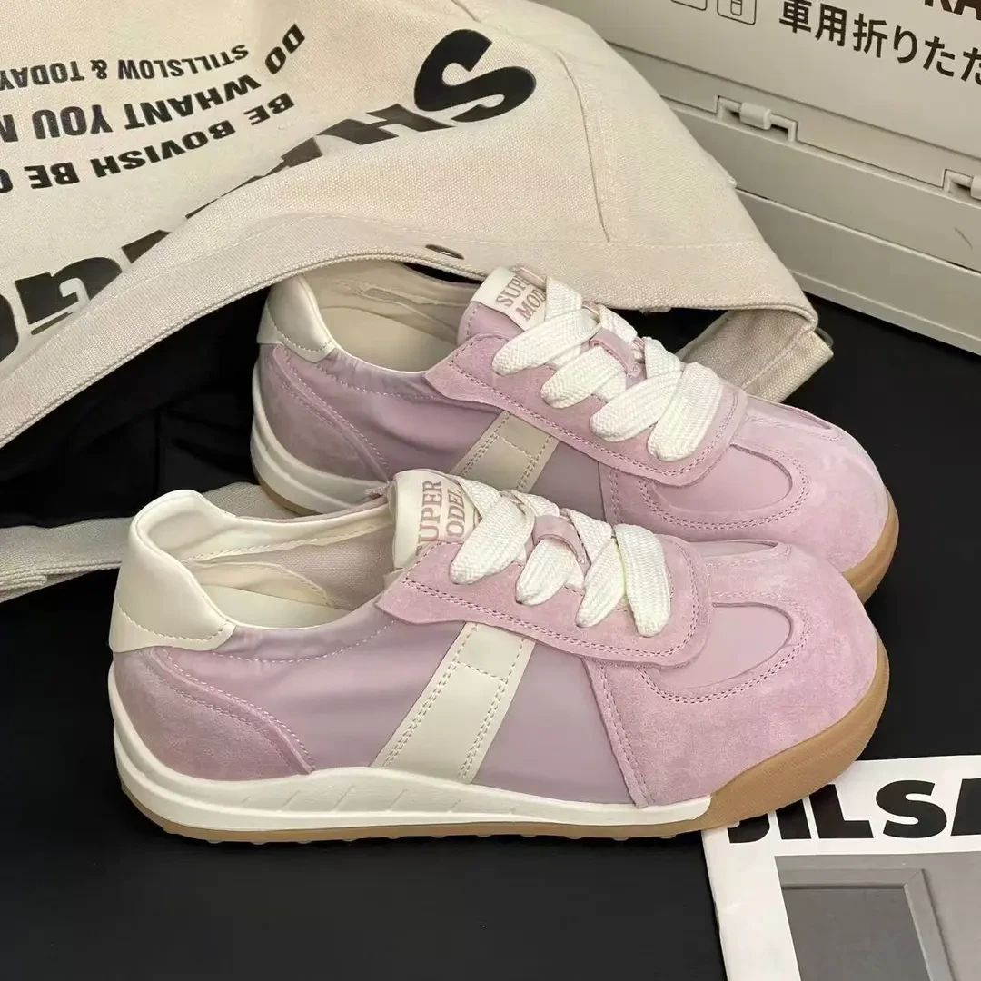 小众复古德训鞋女鞋2025新款系带透气平底百搭潮流潮鞋休闲运动鞋