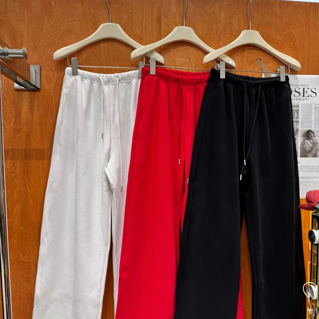 大码秋季加绒加厚松紧腰抽绳直筒裤时尚百搭卫裤显瘦宽松5320