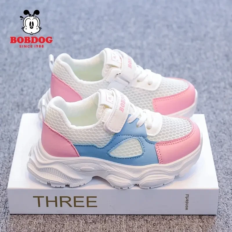 Bobdog/巴布豆运动鞋单网透气2025夏季网面女童运动鞋男童跑步鞋