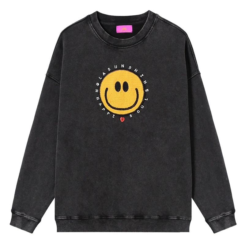 MICartsy王紫珊to go系列新款手工钉珠笑脸卫衣女