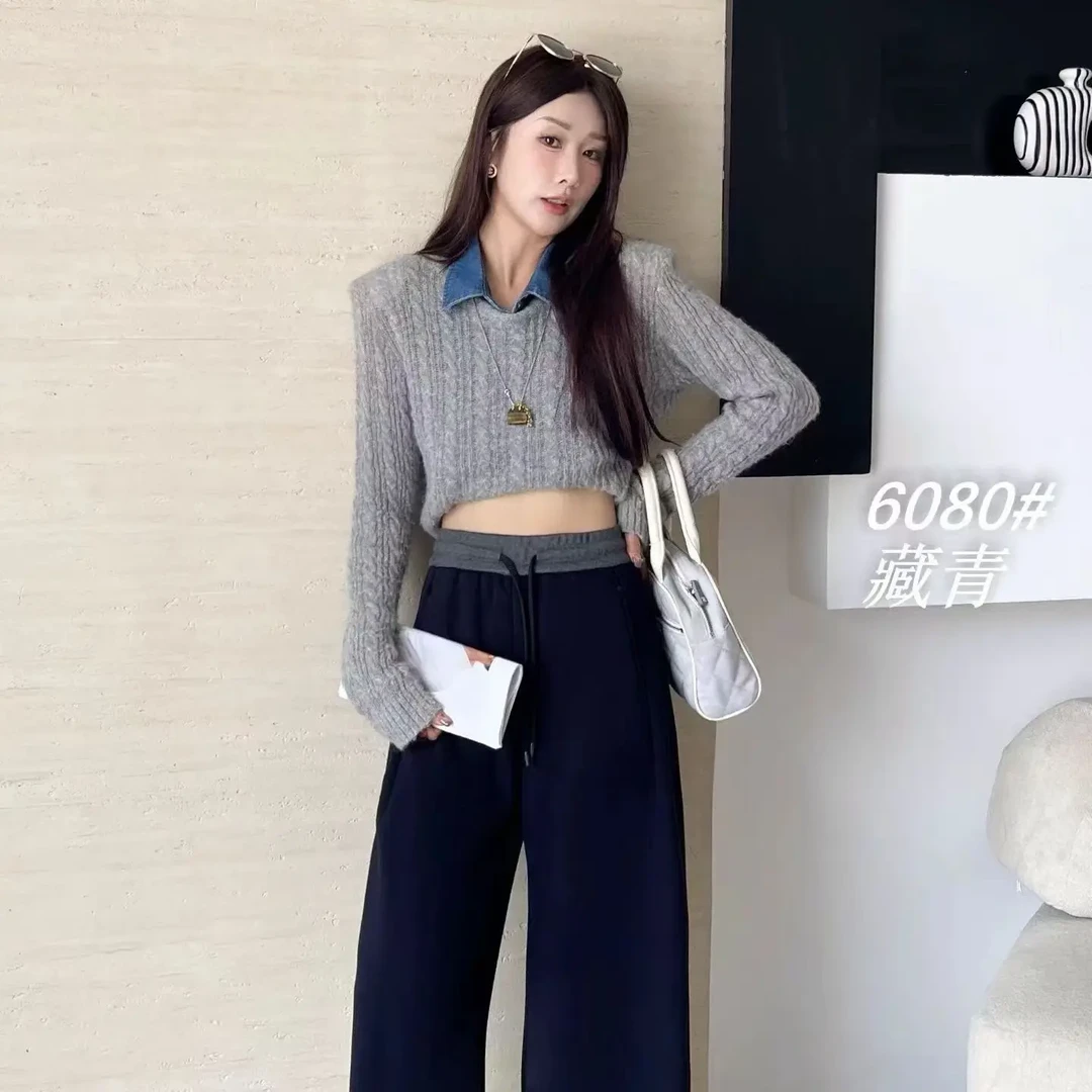 冬加绒阔腿休闲女裤