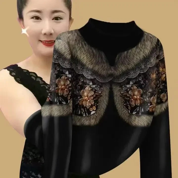 2025女半高领打底衫春秋款可外穿长袖t恤女打底时尚洋气高档面料