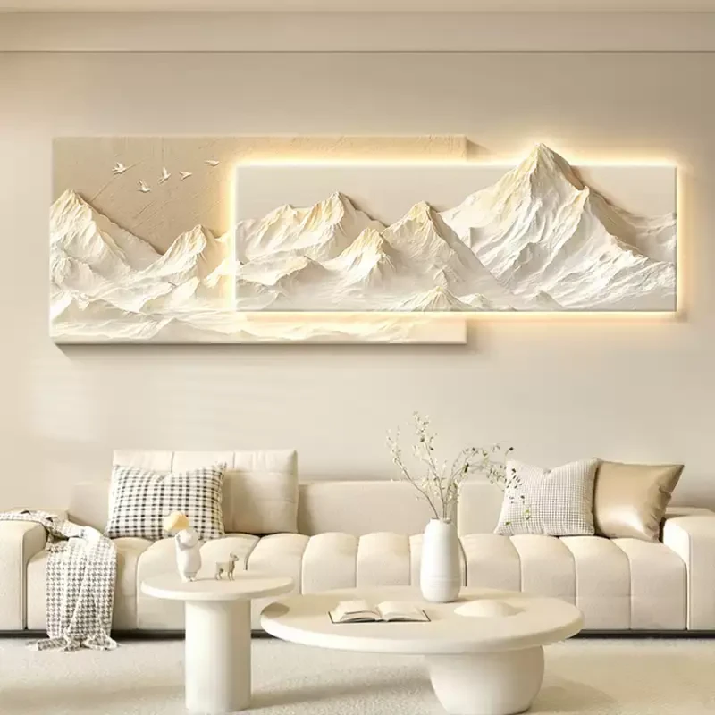 背有靠山客厅背景墙挂画大气轻奢高级感沙发背景墙挂画砂岩装饰画