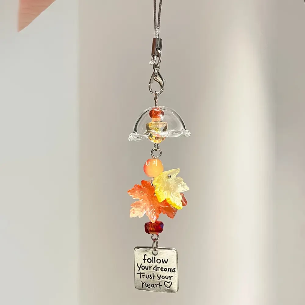 秋天的枫叶ccd风铃手机链挂饰挂件书包钥匙扣可爱高颜值装饰品