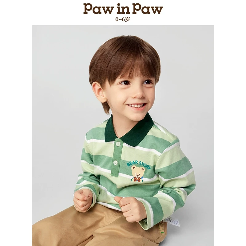 PAWINPAW【熊宝棉】上衣新款宝宝POLO领童装长袖T恤儿童PCLWF2271E