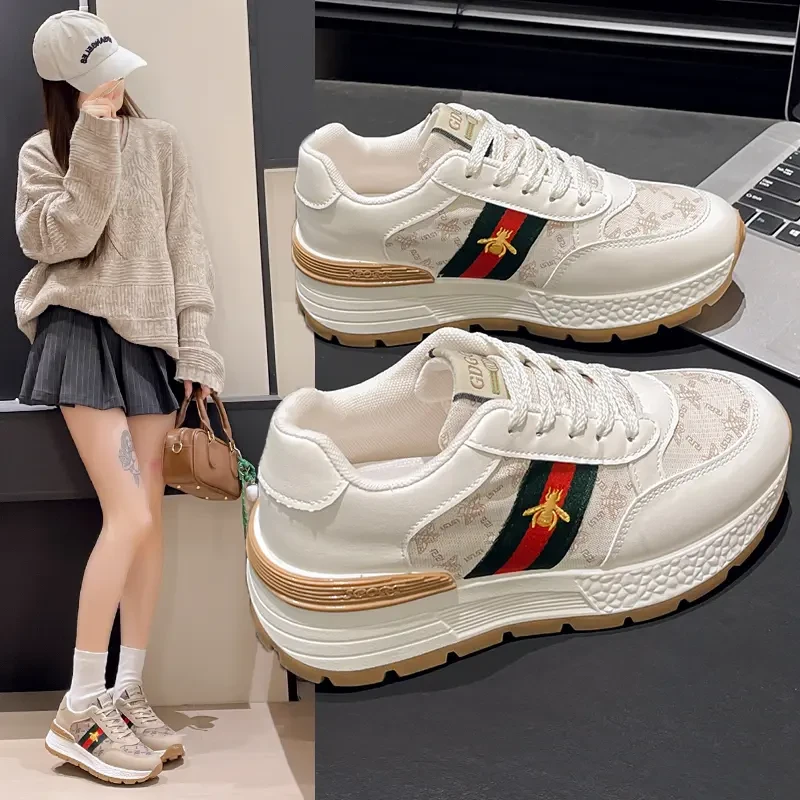 2025复古女鞋厚底百搭休闲鞋运动鞋新款厚底
