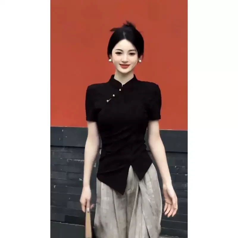 春游洋气定制大码胖妹妹新中式国风夏季新款时尚气质显瘦上衣女阔