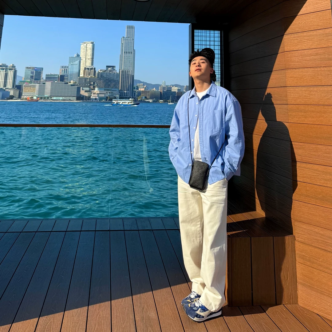 SANBAI 叁佰【白墙】立体压褶抓痕猫须白色直筒牛仔裤