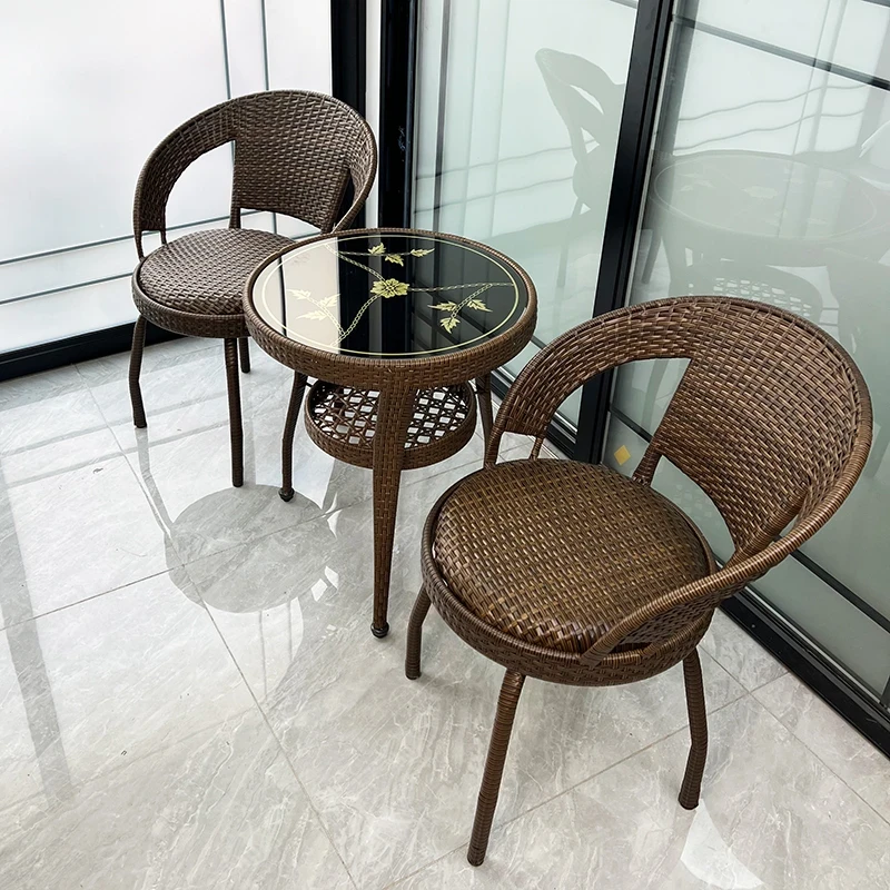 转椅藤椅三件套阳台茶桌茶椅休闲桌椅阳台小茶桌椅三件套靠背椅