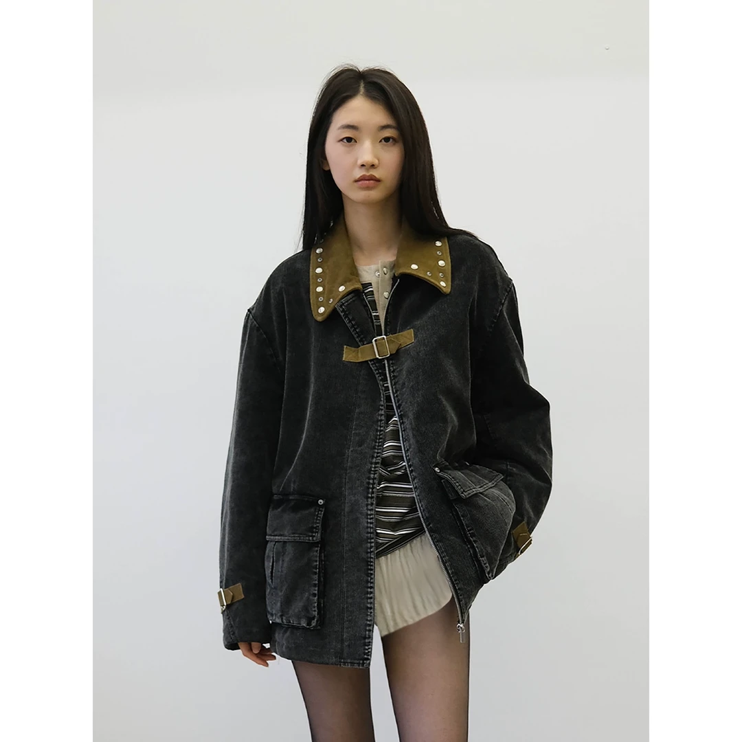 JUNWEI LIN设计师品牌花钉撞色夹棉外套DSC买手店J034D1241703