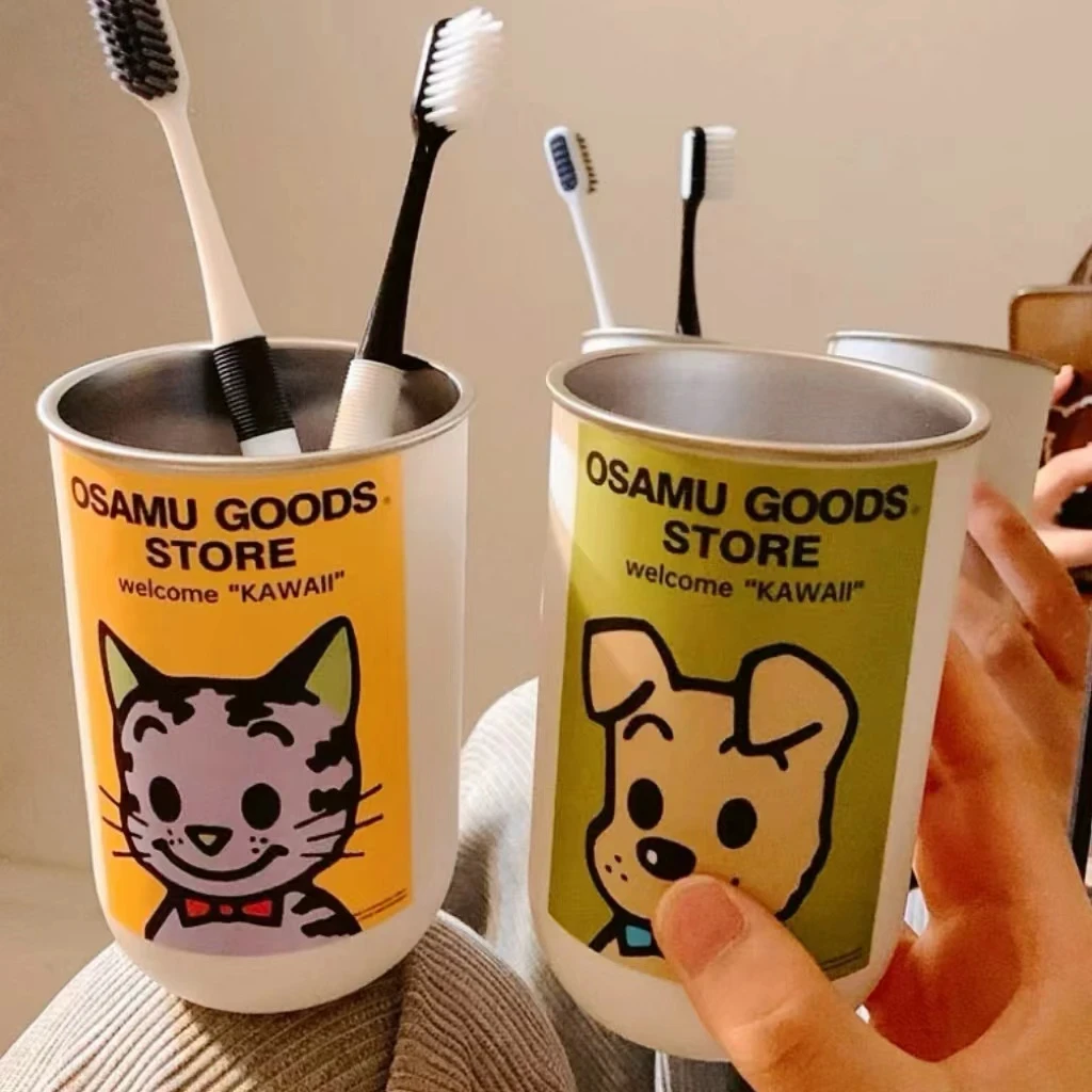 可爱漱口杯原田治304不锈钢家用牙刷杯情侣高颜值宿舍学生刷牙杯