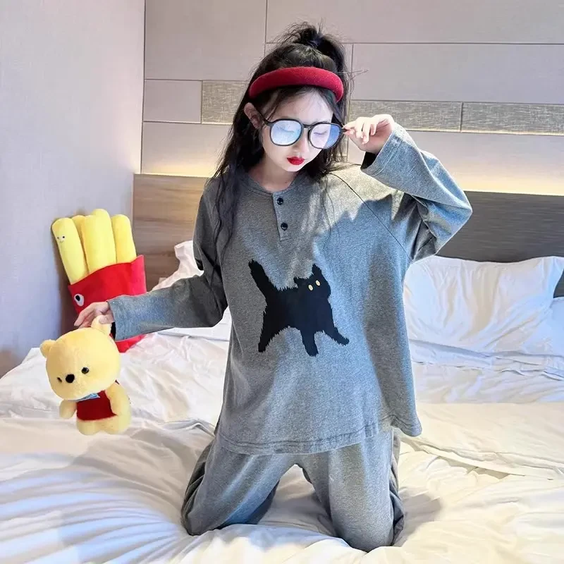 女童睡衣春秋2025新款儿童纯棉家居服大童女孩青少年秋季长袖套装