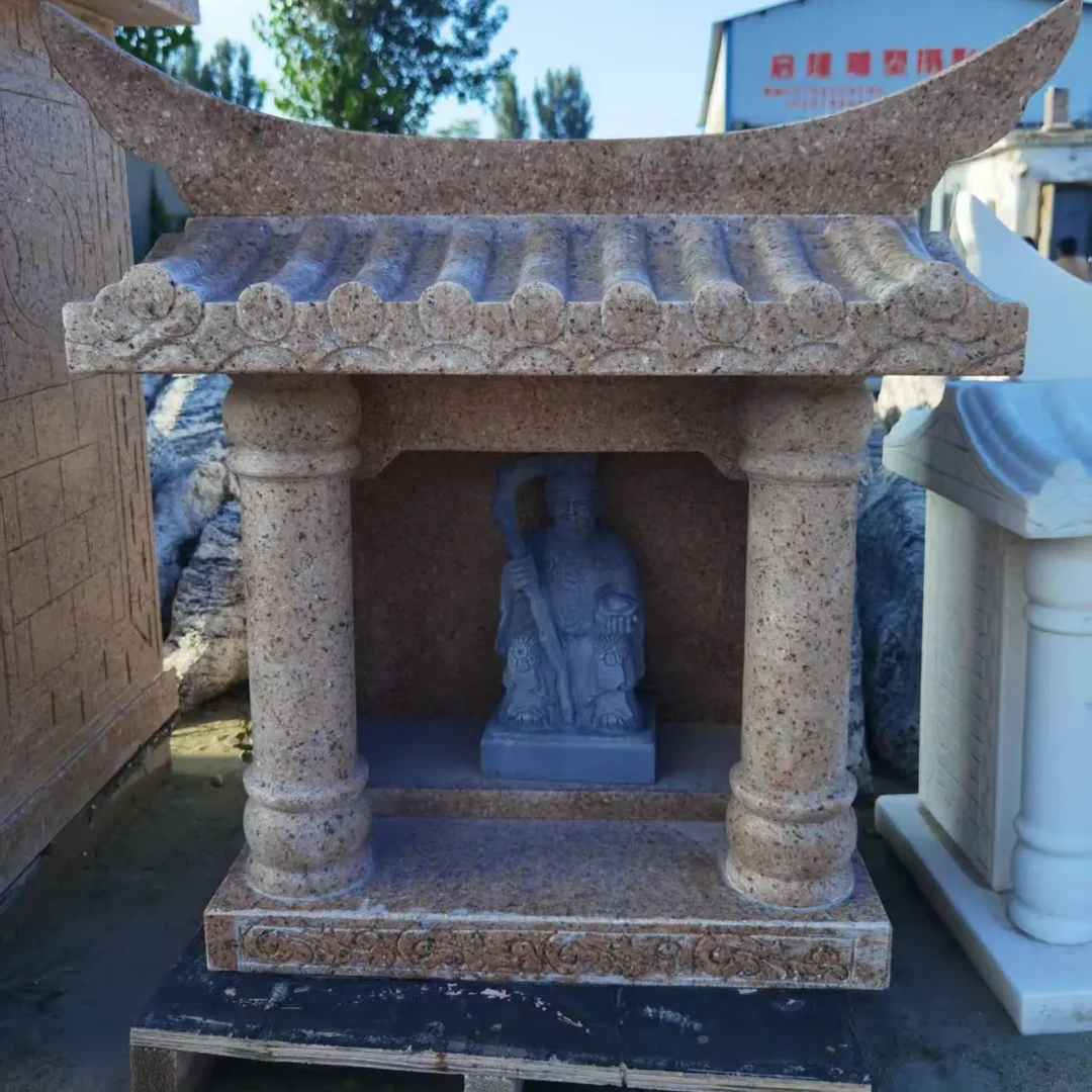 青石材质户外家用供奉土地公土地婆石雕小庙