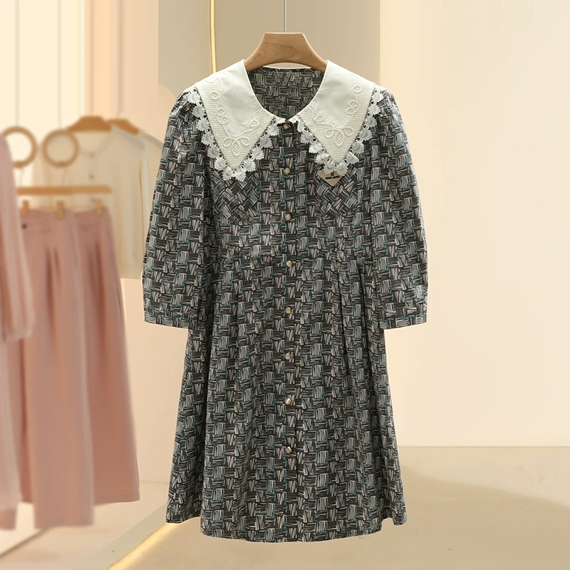 【檬】法式设计感收腰气质翻领连衣裙2025春新款专柜撤柜女装