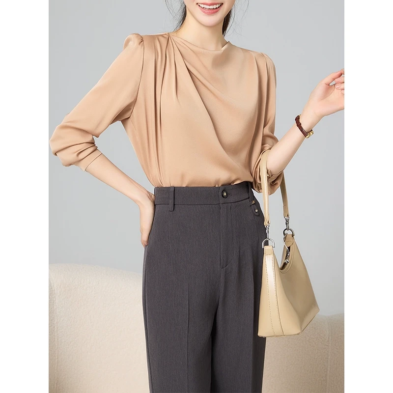 老敏哥 【包裹的温柔】精致女人荡领100桑蚕丝优雅上衣 S01316721