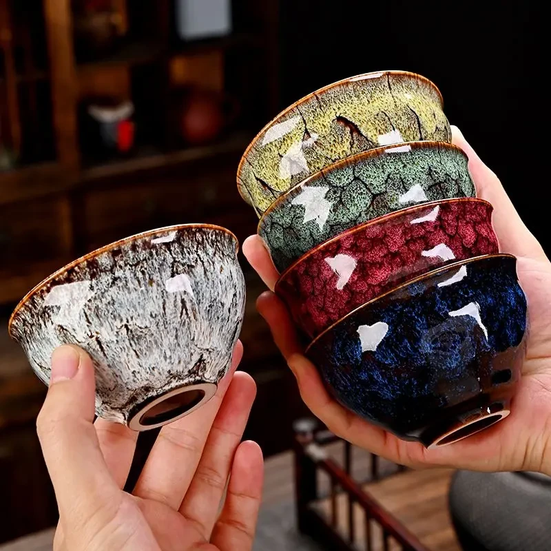 窑变五行杯主人大号陶瓷茶杯中国风复古风家用泡茶功夫茶杯盏杯子
