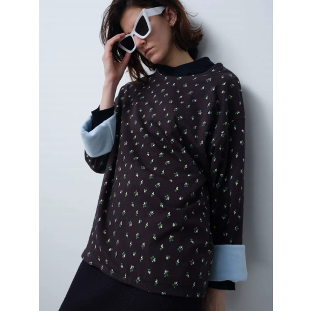 CŌEMES设计师品牌撞色圆领长袖DSC买手店AY5C13006