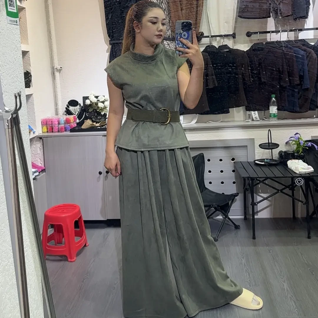 秋季法式赫本风半高领无袖针织连衣裙气质显瘦