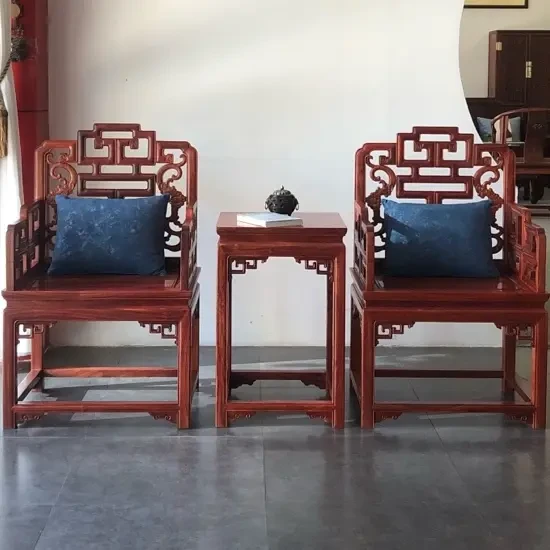 赞比亚血檀福寿椅尺寸65×51.5×48总高104   茶几尺寸50×40×70
