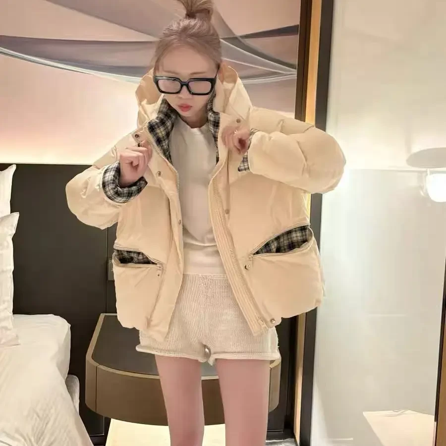 冬装新款连帽羽绒服女宽松小个子90白鸭绒设计感加厚保暖外套
