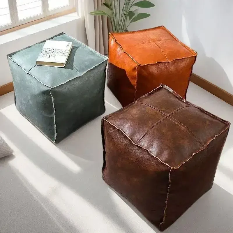 收纳坐墩二合一家用坐墩创意收纳箱蒲团衣物被子收纳袋子轻奢皮墩