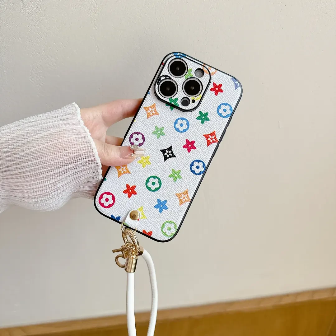 适用苹果华为荣耀三星小米VIVO潮牌OPPO手机壳手提挂绳斜挎保护套