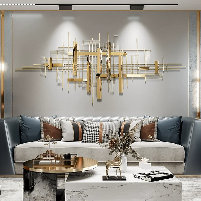 北欧轻奢铁艺客厅壁饰沙发电视背景墙装饰画创意卧室金属壁挂挂件
