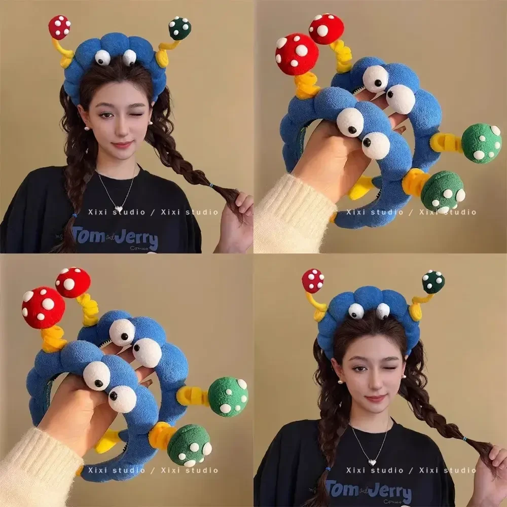 装下可爱！可爱毛绒大眼仔发箍！高颅顶趣味压发发卡女发捆盘发器