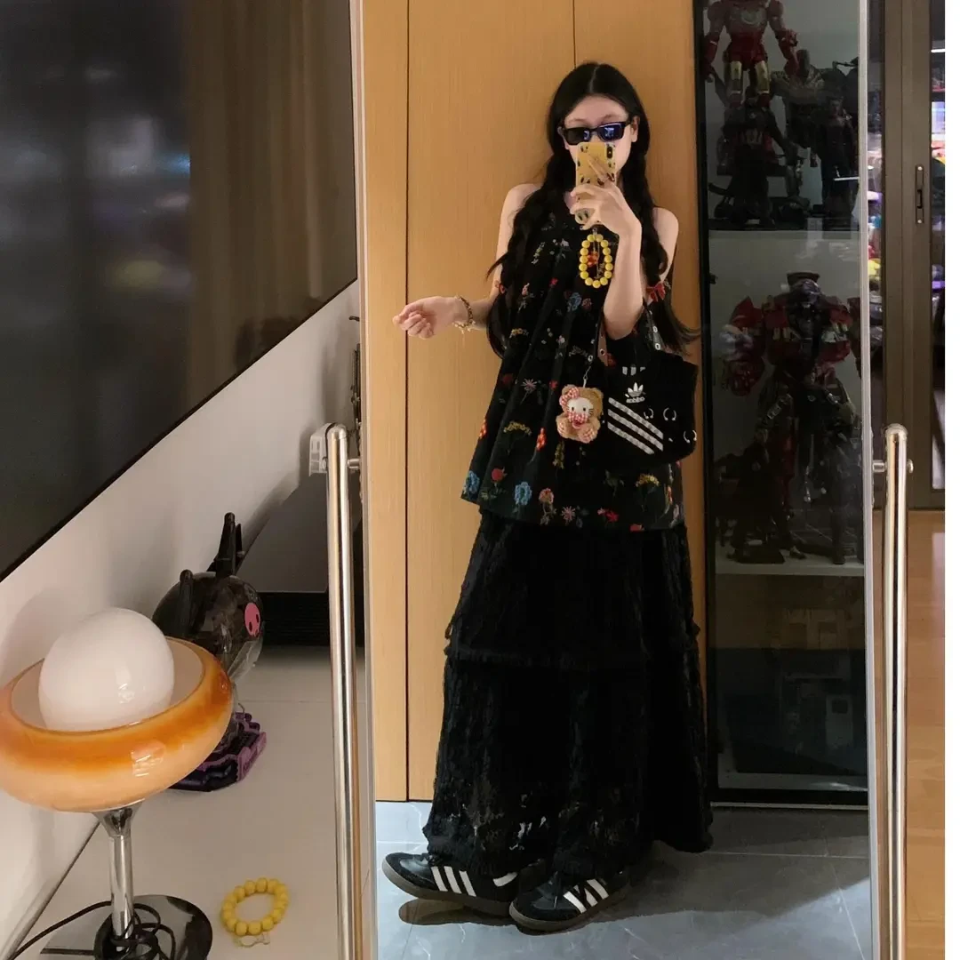 2025新款夏季法式复古气质小个子独特度假无袖衬衫设计感半身裙女