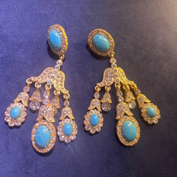 铜合金耳饰 复古铜合金仿松松大扫肩耳钉