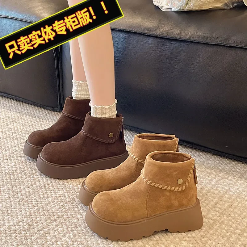 【专柜版】复古勃肯短靴女2025秋冬厚底百搭网红ins爆款瘦瘦靴